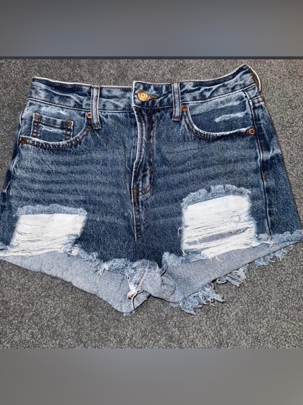 Women’s Distressed High-Waist Denim Shorts - Blue